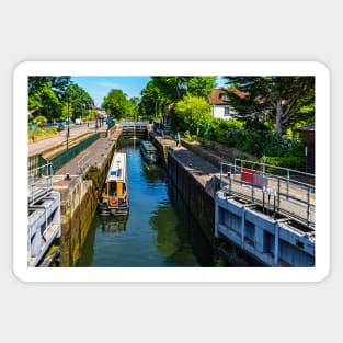 Narrowboats in Boulters Lock, Maidenhead Sticker